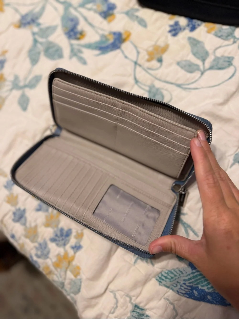 Michael Kors Blue Leather Zip Wallet